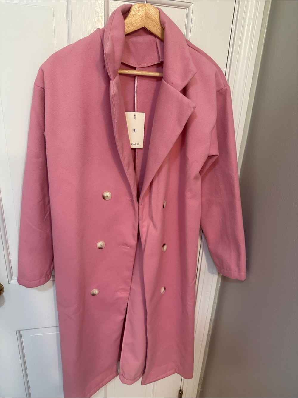 Double-Breasted Pink Trench Coat by